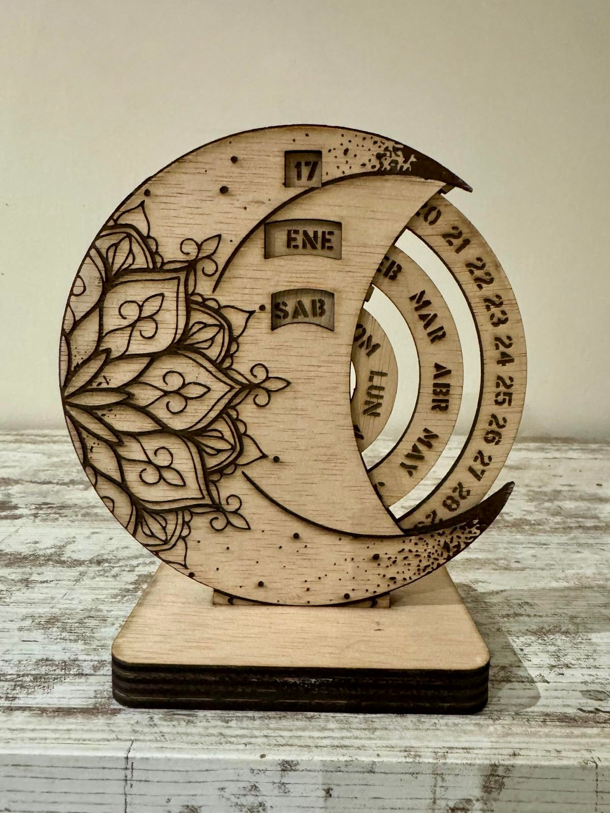 Calendario Perpetuo Fases Lunares – Madera Natural