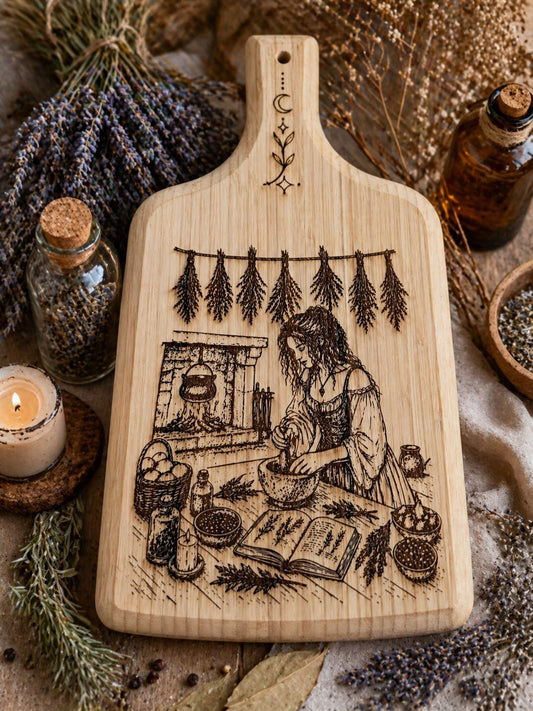 Tabla de cocina de madera grabada a mano