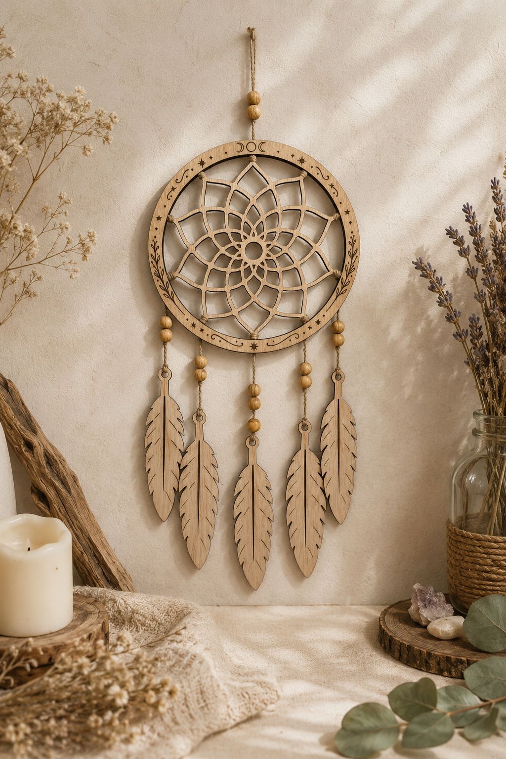 Atrapasueños de Madera Natural