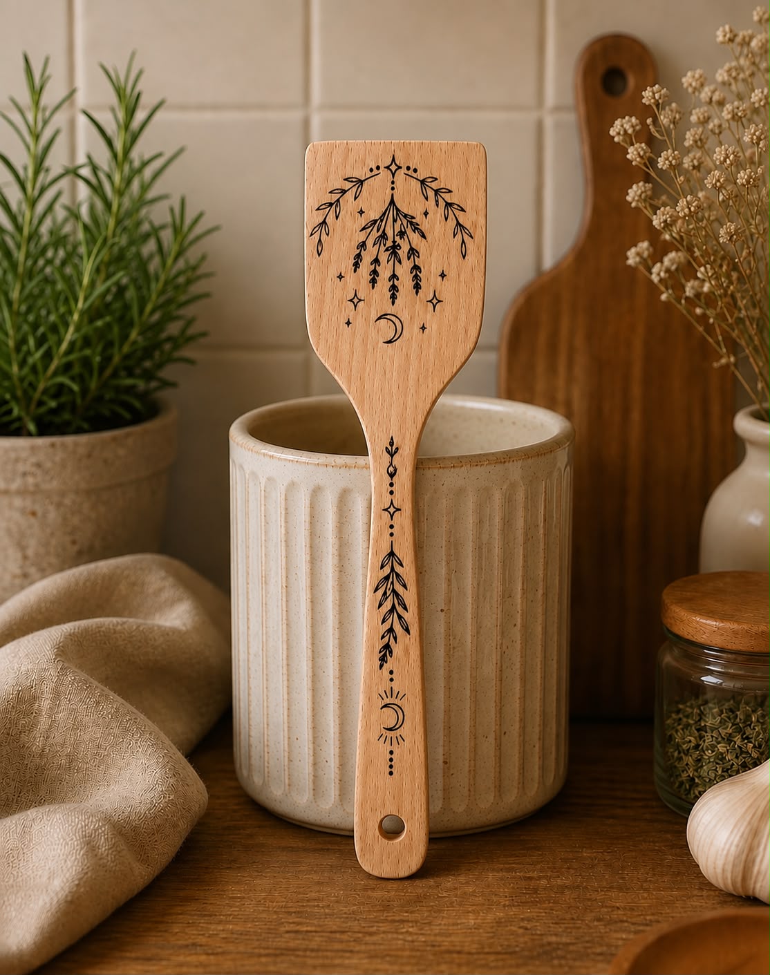 🌿 CUCHARAS Y ESPÁTULAS DE MADERA · COCINA CON MAGIA