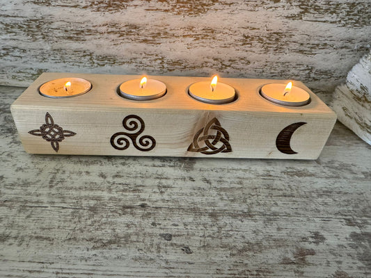 Portavelas ritual de madera – Energía y simbología sagrada